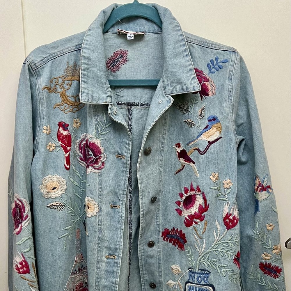 Johnny Was embroidered denim jacket